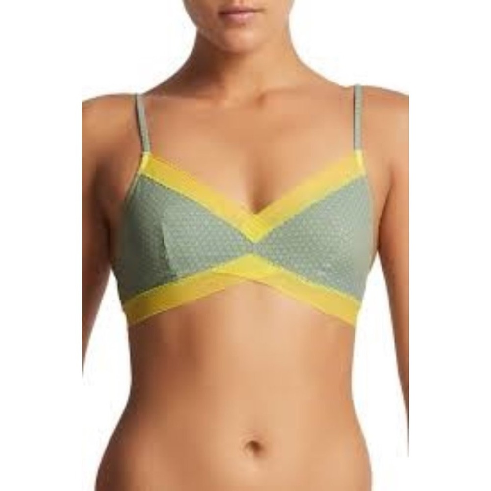 NEW Elle Macpherson S Touch Triangle Bralette EMTSC1008 Gray & Yellow #96270